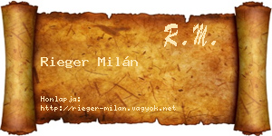 Rieger Milán névjegykártya